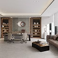 Modern Office Reception Desk Interior Design With White Brown Counter And Green Plant