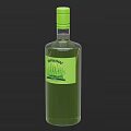 BROW Brand Wine Bottle And Wine Glass With Green Label On Dark Background