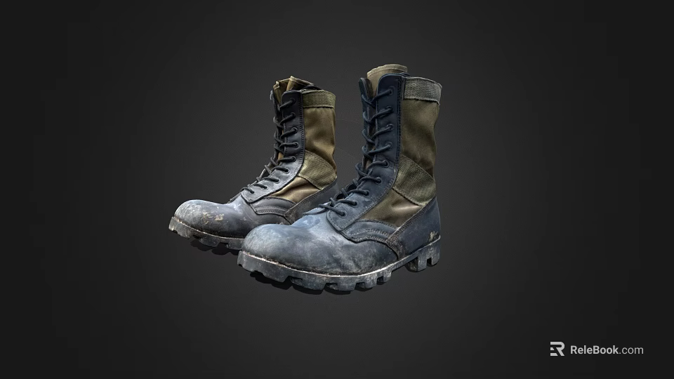 Military Style Outdoor Boots With Durable Rugged Design And Thick Treaded Soles 3d model 