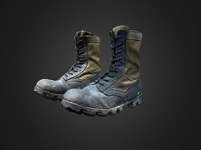 Military Style Outdoor Boots With Durable Rugged Design And Thick Treaded Soles 3d model