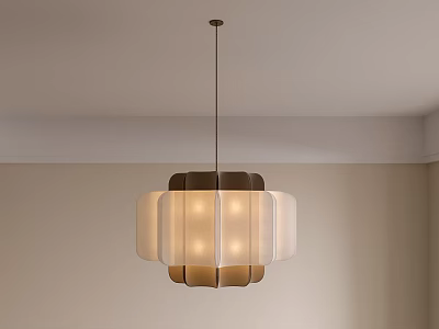 Modern Stylish Chandelier With Layered Fabric Shade And Warm Glow For Interior Living Space 3d model