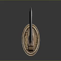 Traditional Sword With Red Handle Golden Decoration And Silver Blade On Smooth Surface Reflection