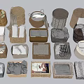 Various Storage Baskets In Different Materials For Home Organization Items 3d model