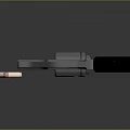 Silver Metal Revolver With Black Grip And Red Logo Near Bullets