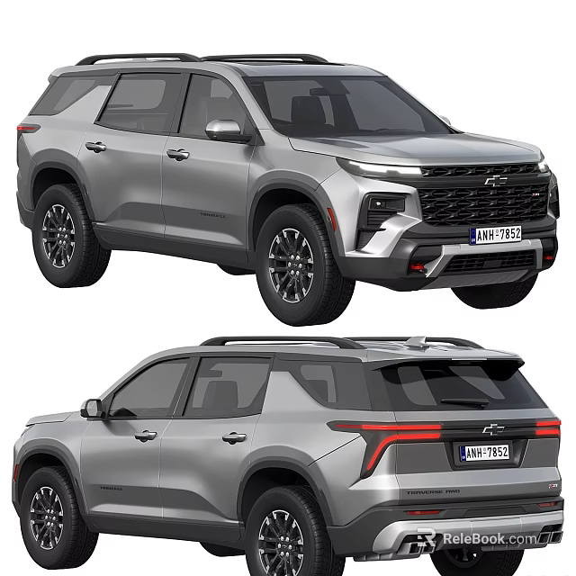Silver SUV Car With Modern Design Sporty Look And Front Rear View 3d model 