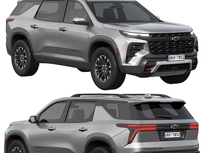 Silver SUV Car With Modern Design Sporty Look And Front Rear View 3d model
