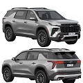 Silver SUV Car With Modern Design Sporty Look And Front Rear View