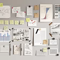 Creative Design Wall With Sticky Notes Hand Drawn Sketches Data Charts Color Swatches And Samples