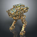 3D Rendered Mechanical Robot With Multi Legged Structure And Camouflage Design