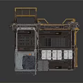 Industrial Style Building Design With Metal Structure Grid Roof And Layered Platform