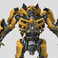 Yellow And Black Robotic Figure With Mechanical Armor And Detailed Joints