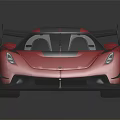 Red Supercar With Sleek Design Black Roof And Large Rear Spoiler