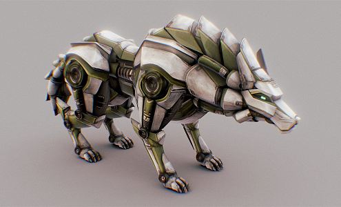 Modern game character mecha wolf machine wolf 3d model