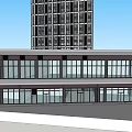 Modern Architectural Complex With Tall Building Low Rise Podium And Glass Windows Exterior