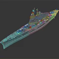 Detailed 3D Model of Aircraft Carrier with Flight Deck and Military Equipment