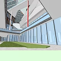 Modern Commercial Complex With Glass Dome Atrium Garden And Multi Level Walkways 3d model