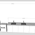 Kitchen Cabinet Layout With Double Sinks And Water Dispenser Design 3d model
