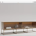 Modern TV Stand With Glass Doors Metal Frame Books And Decorative Vases