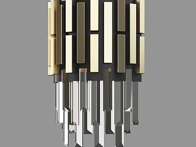 Elegant Modern Crystal Chandelier With Gold Black Frame And Transparent Pendants 3d model