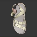 Leather Sandals with Beige Straps and Brown Sole Simple Buckle Design Casual Summer Footwear