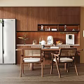 Middle Ancient Style Restaurant Sideboard Dining Table and Chair Combination Refrigerator Cabinet 3d model