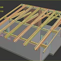 Building Construction Framework Featuring Wooden Beams And Red Brick Wall