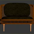 Elegant Modern Wooden Chair With Dark Cushion And Rattan Style Frame