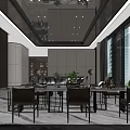 Modern Luxury Sales Office Reception Lounge With Elegant Sofa And Marble Coffee Tables And Large Windows