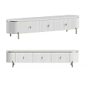 Sleek White TV Stand With Gold Handles Drawers And Modern Metal Legs