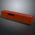 Modern Walnut Finish TV Cabinet With Drawers And Metal Legs For Electronics