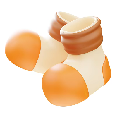 Adorable Baby Socks Featuring Orange And Cream Folded Cuffs Design For Newborns 3d model