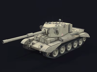 Light Colored Military Tank With Long Gun Barrel Tracks And Turret Equipment 3d model