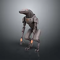 Sci Fi Mechanical Creature With Gray Body Orange Details Jointed Legs And Futuristic Design
