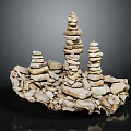 Artistic Stacked Stone Sculpture With Tower Like Structures And Irregular Base Stones