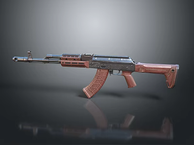 Modern Tactical Rifle Featuring Wooden Stock Metal Barrel And Rail System On Gray Background 3d model