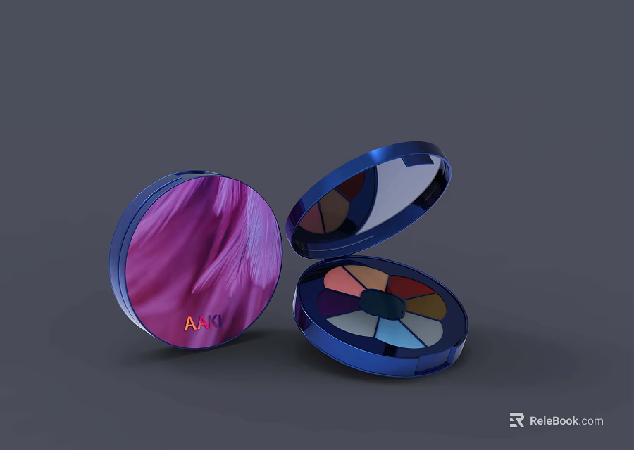 Cosmetics Eyeshadow Palette With Blue Case Open Multicolor Shades Anna Brand Pink Pattern 3d model 