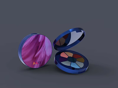 Cosmetics Eyeshadow Palette With Blue Case Open Multicolor Shades Anna Brand Pink Pattern 3d model