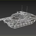Detailed Military Battle Tank With Camouflage Paint Turret Gun Barrel Tracks And Antennas