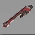 Red Metal Adjustable Wrench Hardware Tool for Repair and Tightening Work