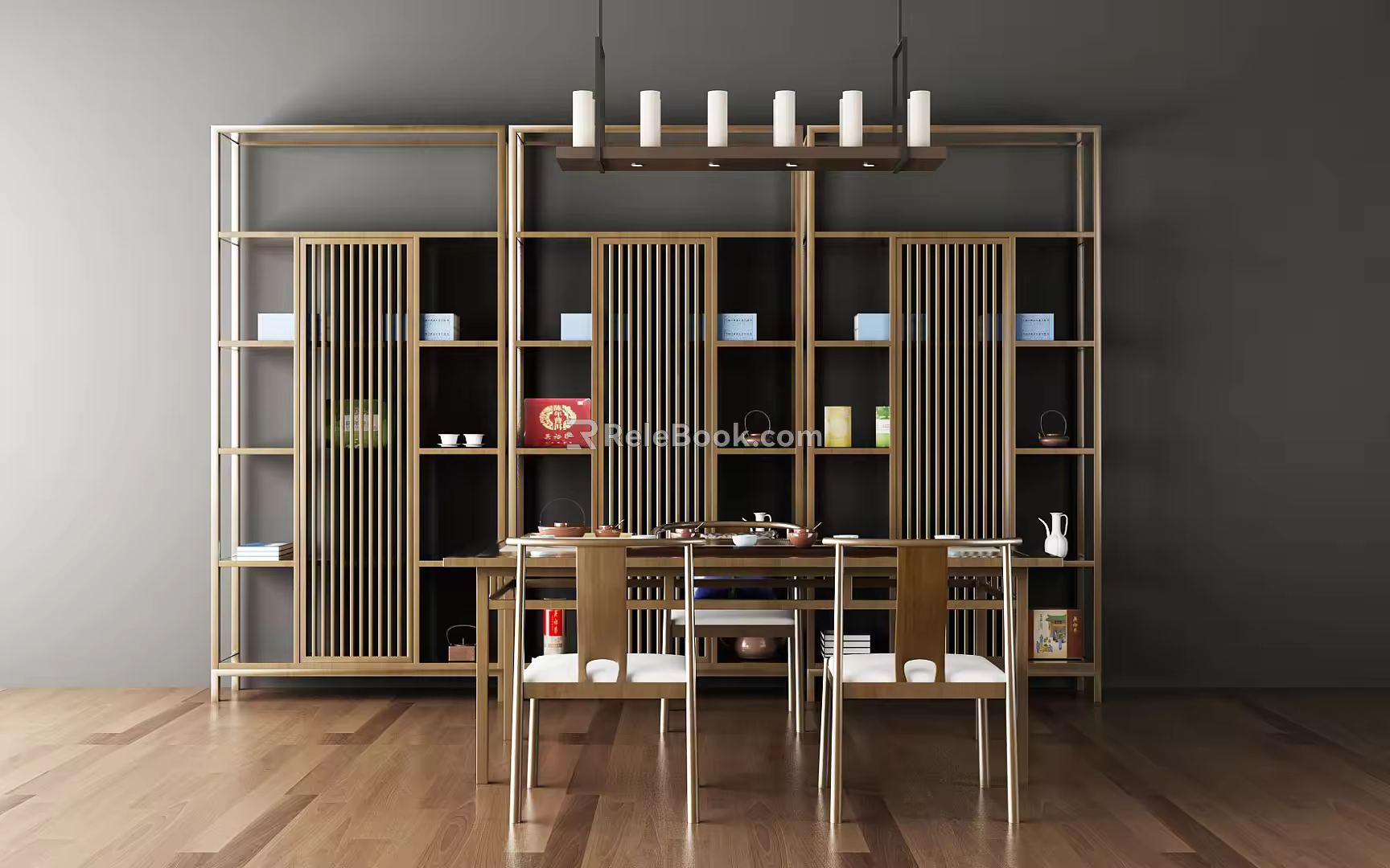 New Chinese Dining Table and Chair Combination Tea Table 3d model