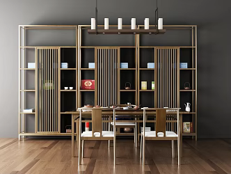 New Chinese Dining Table and Chair Combination Tea Table 3d model