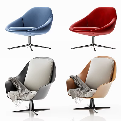 Modern Office Chairs In Blue Red Gray Brown With Swivel Base And Soft Blankets 3d model