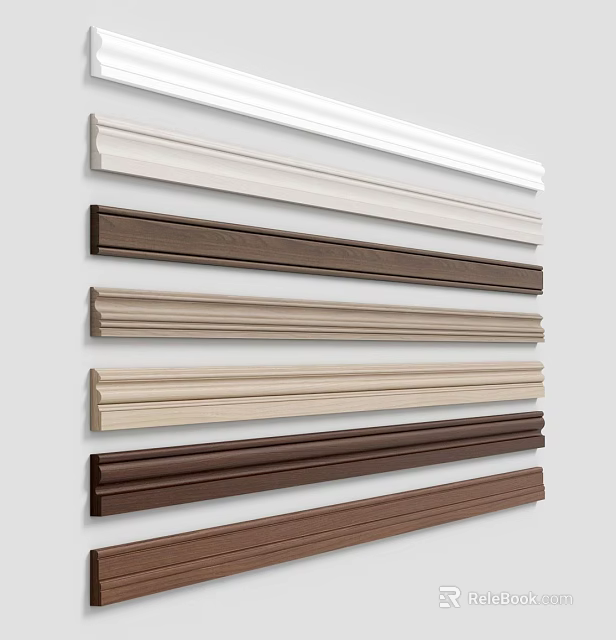 Various Colored Decorative Trim Styles For Interior Wall Decoration 3d model 