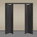 Modern Black Louvered Folding Door for Interior Space with Wooden Floor