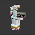 Mobile Medical Device With White And Yellow Design Display Screen And Wheels