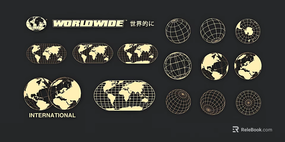 Decorative World Map And Globe Themed Wall Decor With International Styles 3d model 
