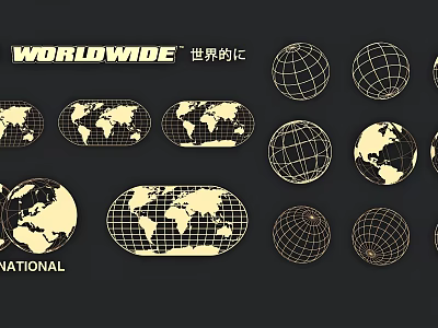 Decorative World Map And Globe Themed Wall Decor With International Styles 3d model