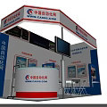 Modern Clothing Store Booth with Display Screens Tables Chairs and Exhibition Boards