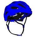 Blue Bicycle Helmet With Ventilation Holes Black Straps And Adjustment Buckle Design