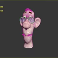 Cartoon Man Head Model With Glasses Big Ears Big Nose And Mustache